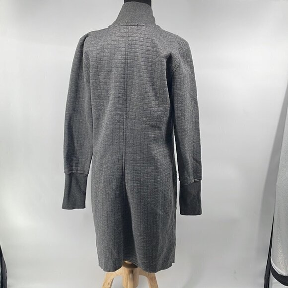 REBECCA King grey long cardigan Shacket thumbholes minimalist career casual sz m - Picture 12 of 13